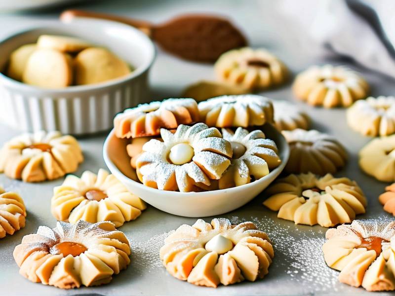 How to bake almond shortbread light powdered sugar dust finish sweet cookies
