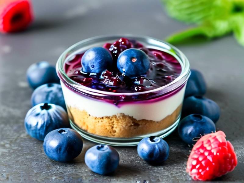 How to make blueberry compote thick sauce serve alongside plain cheesecake slices