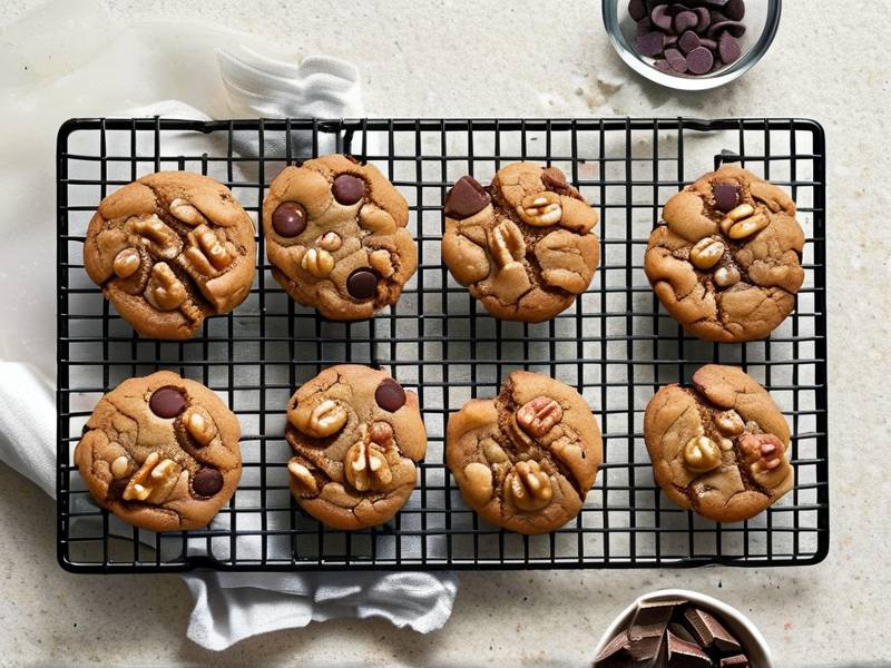 How to bake walnut chocolate chip cookies rotate tray equal oven heating