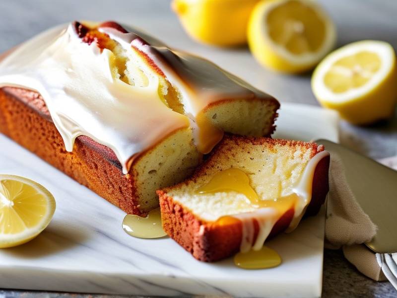 How to make honey lemon glaze coat warm loaf cake soak into inner crumb