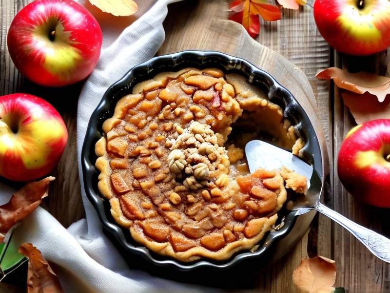 How to bake warm vegan apple crumble cozy autumn homemade baked dessert