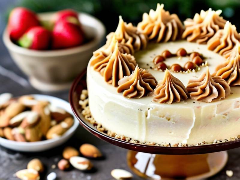 How to make praline almond crunch decorate frosted cake surface toppings