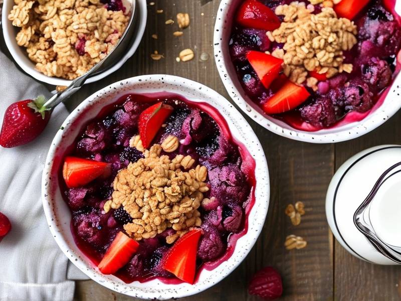 How to bake warm vegan berry oat crumble fresh seasonal fruit baked dessert