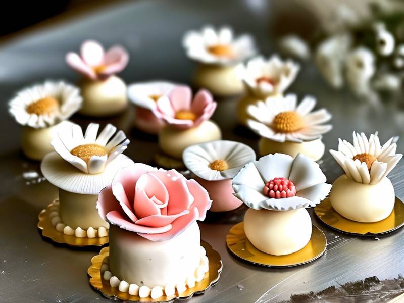 How to secure handmade sugar flowers firmly onto frosted cake surfaces