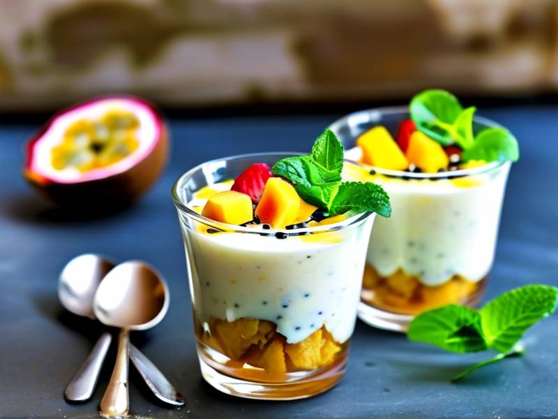 How to make passion fruit yogurt parfait tropical cold layered fruit dessert cups