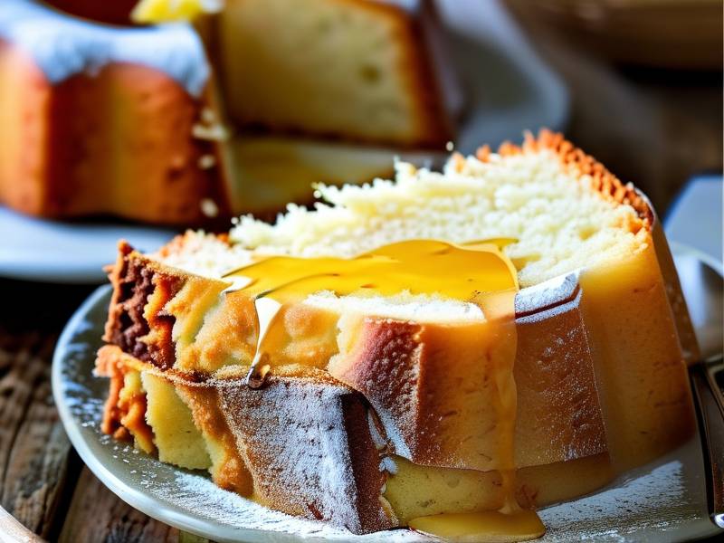 How to soak lemon pound cake warm glaze fully penetrate cake interior crumb